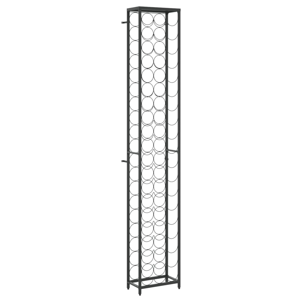 Portavini da 57 Bottiglie Nero 34x18x200cm in Ferro Battuto