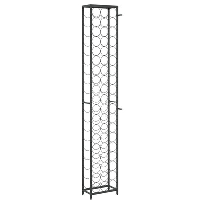 Portavini da 57 Bottiglie Nero 34x18x200cm in Ferro Battuto