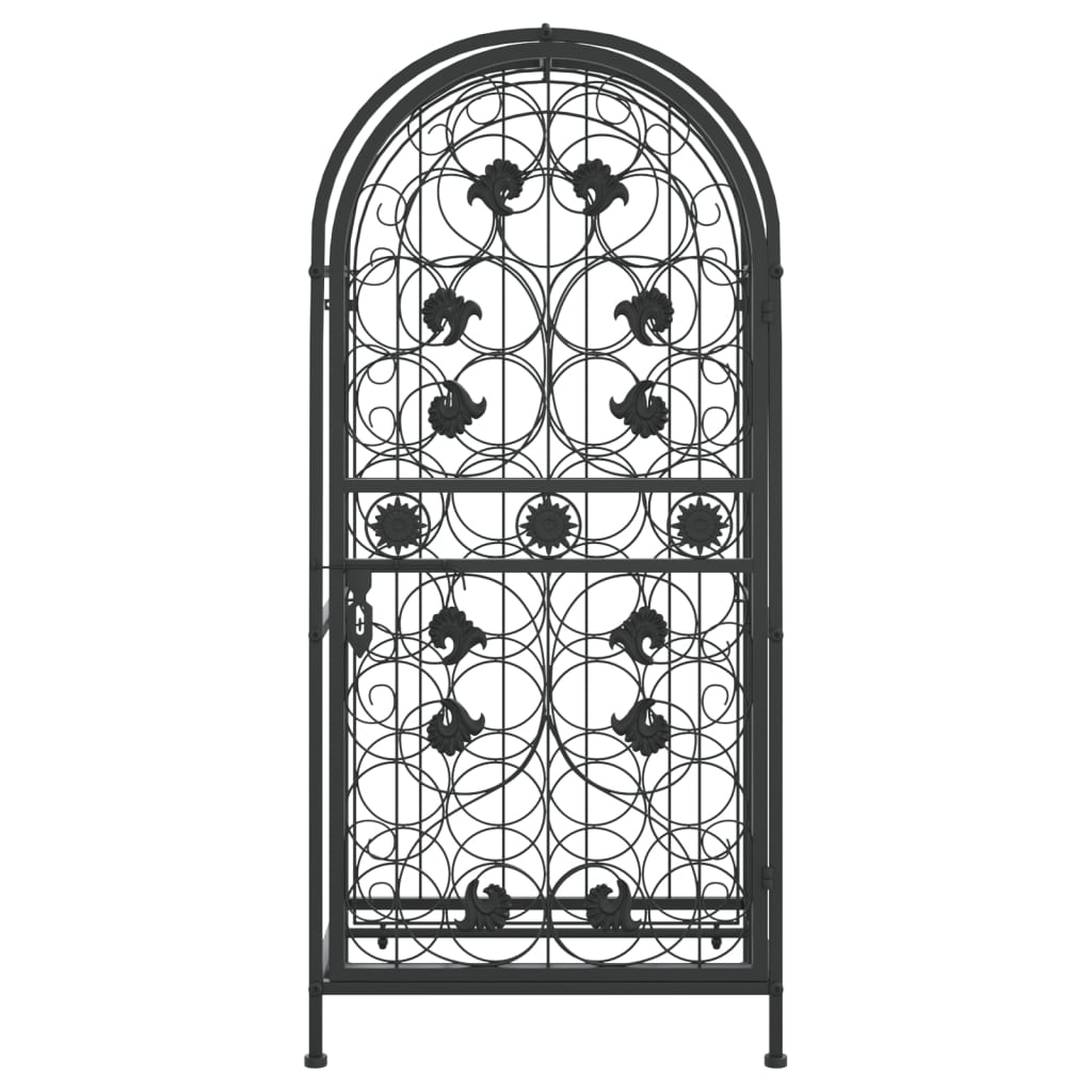 Portavini da 33 Bottiglie Nero 45x36x100cm in Ferro Battuto