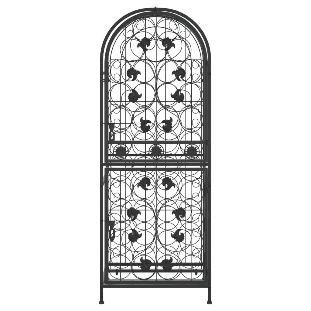 Portavini da 41 Bottiglie Nero 45x36x120cm in Ferro Battuto