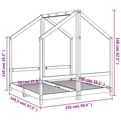 Giroletto per Bambini 2x(70x140) cm in Legno Massello di Pino