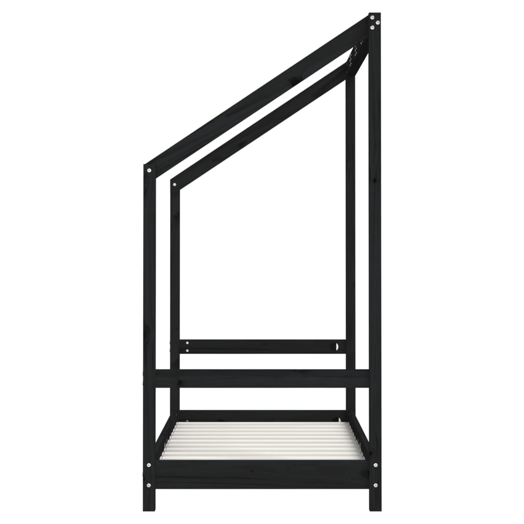 Giroletto per Bambini Nero 2x(70x140) cm Legno Massello di Pino - homemem39