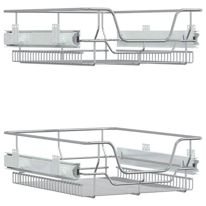 Cestelli in Filo Metallico Estraibili 2 pz Argento 45 cm - homemem39