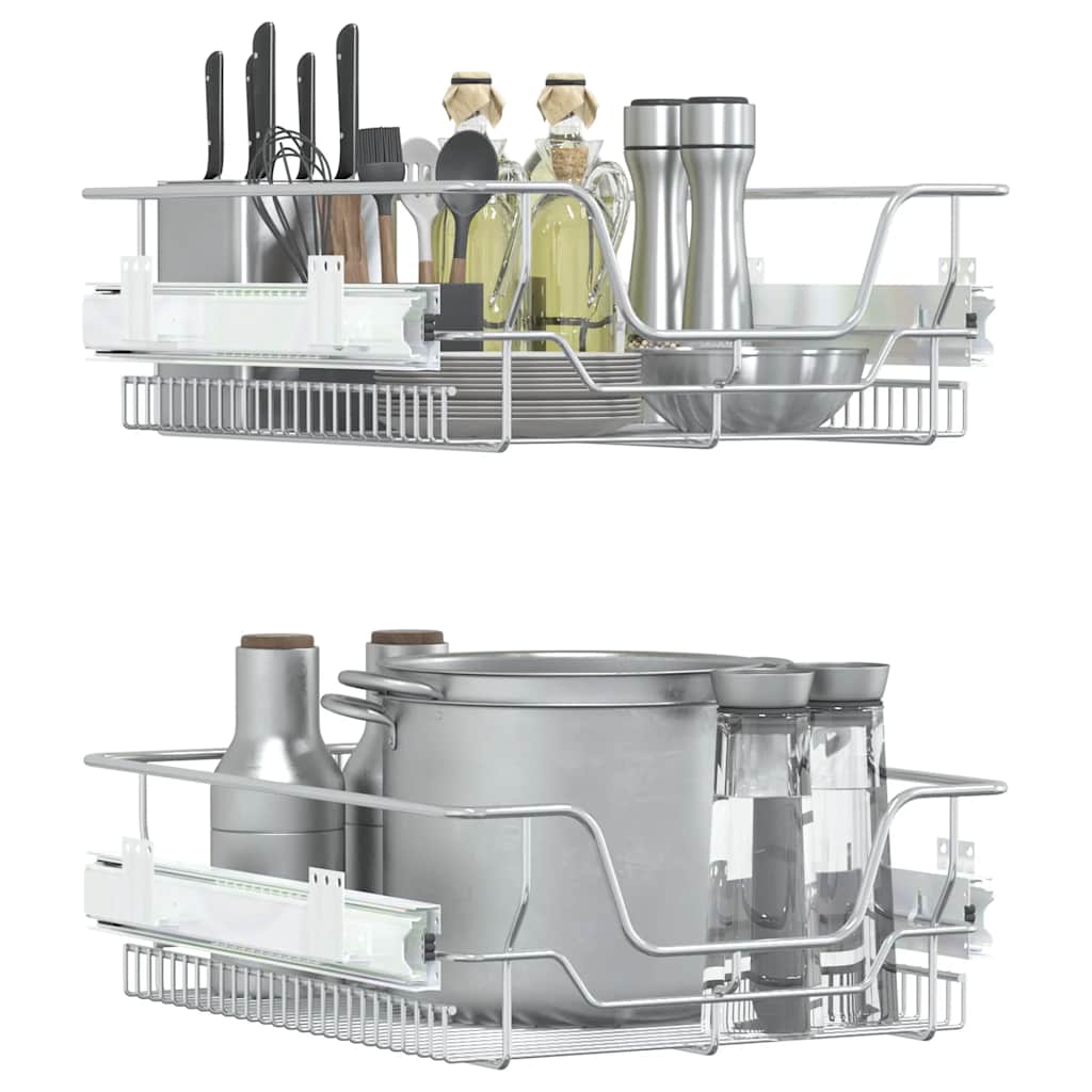 Cestelli in Filo Metallico Estraibili 2 pz Argento 45 cm - homemem39