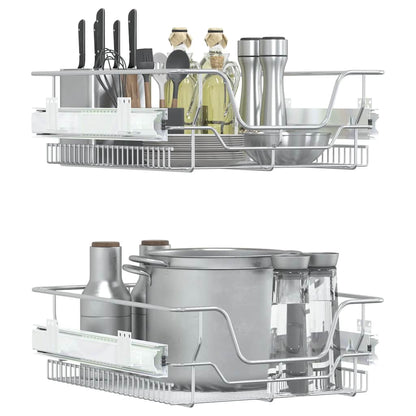 Cestelli in Filo Metallico Estraibili 2 pz Argento 45 cm - homemem39