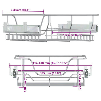 Cestelli in Filo Metallico Estraibili 2 pz Argento 45 cm - homemem39