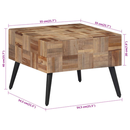 Tavolino da Salotto Grigio 55x55x40cm Massello Teak di Recupero | homemem39