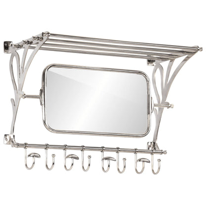Portapacchi con Appendiabiti e Specchio a Parete in Alluminio