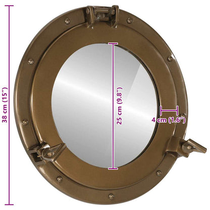 Specchio da Parete Design Oblò Ø38 cm in Alluminio e Vetro