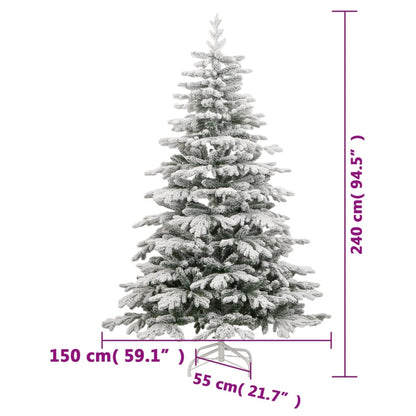Albero Natale Artificiale Incernierato con Neve Fioccata 240 cm