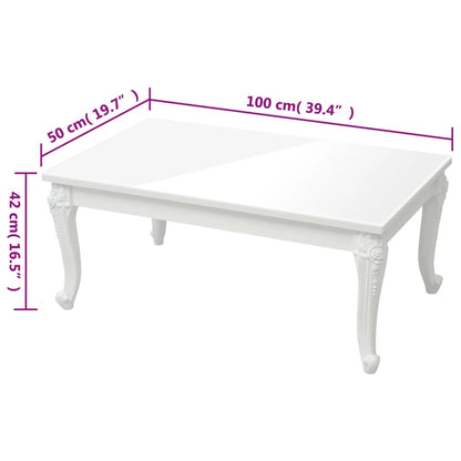 Tavolino da Salotto Bianco Lucido 100x50x42cm Legno Multistrato | homemem39