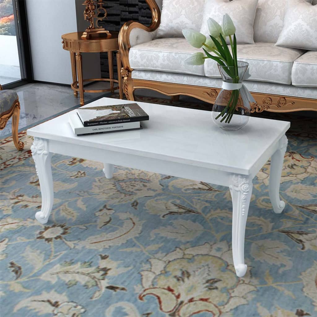 Tavolino da Salotto Bianco Lucido 100x50x42cm Legno Multistrato | homemem39