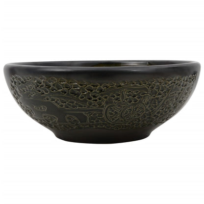 Lavabo da Appoggio Nero Rotondo Φ41x14 cm Ceramica