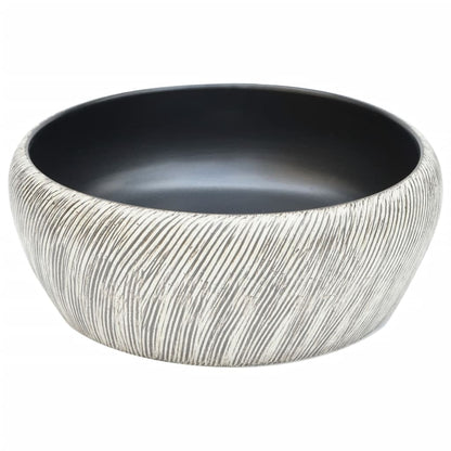 Lavabo da Appoggio Nero e Grigio Rotondo Φ41x14 cm Ceramica