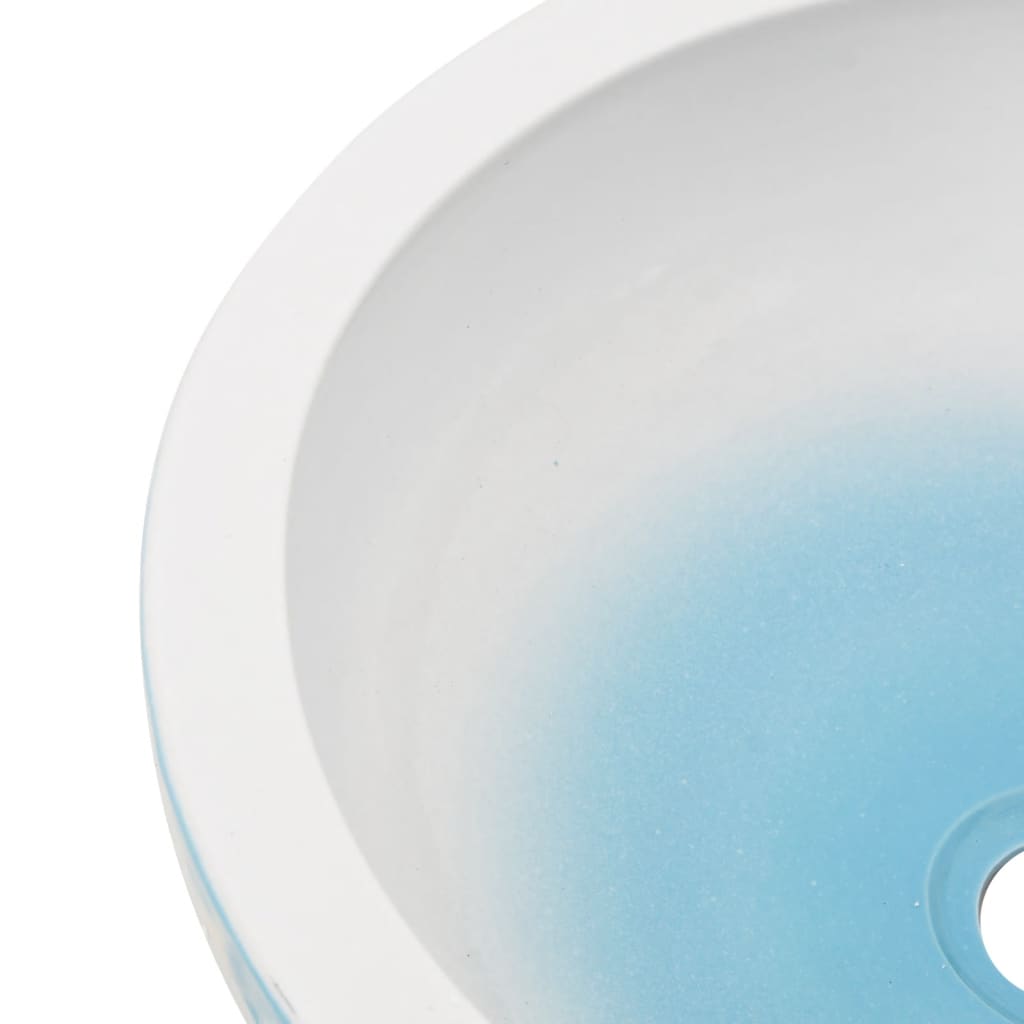 Lavabo da Appoggio Bianco e Blu Rotondo Φ41x14 cm Ceramica - homemem39