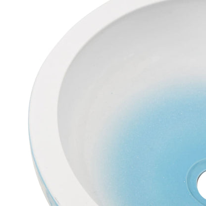 Lavabo da Appoggio Bianco e Blu Rotondo Φ41x14 cm Ceramica - homemem39