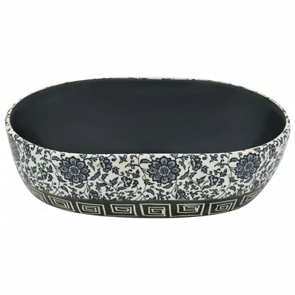 Lavabo da Appoggio Nero e Blu Ovale 47x33x13 cm Ceramica