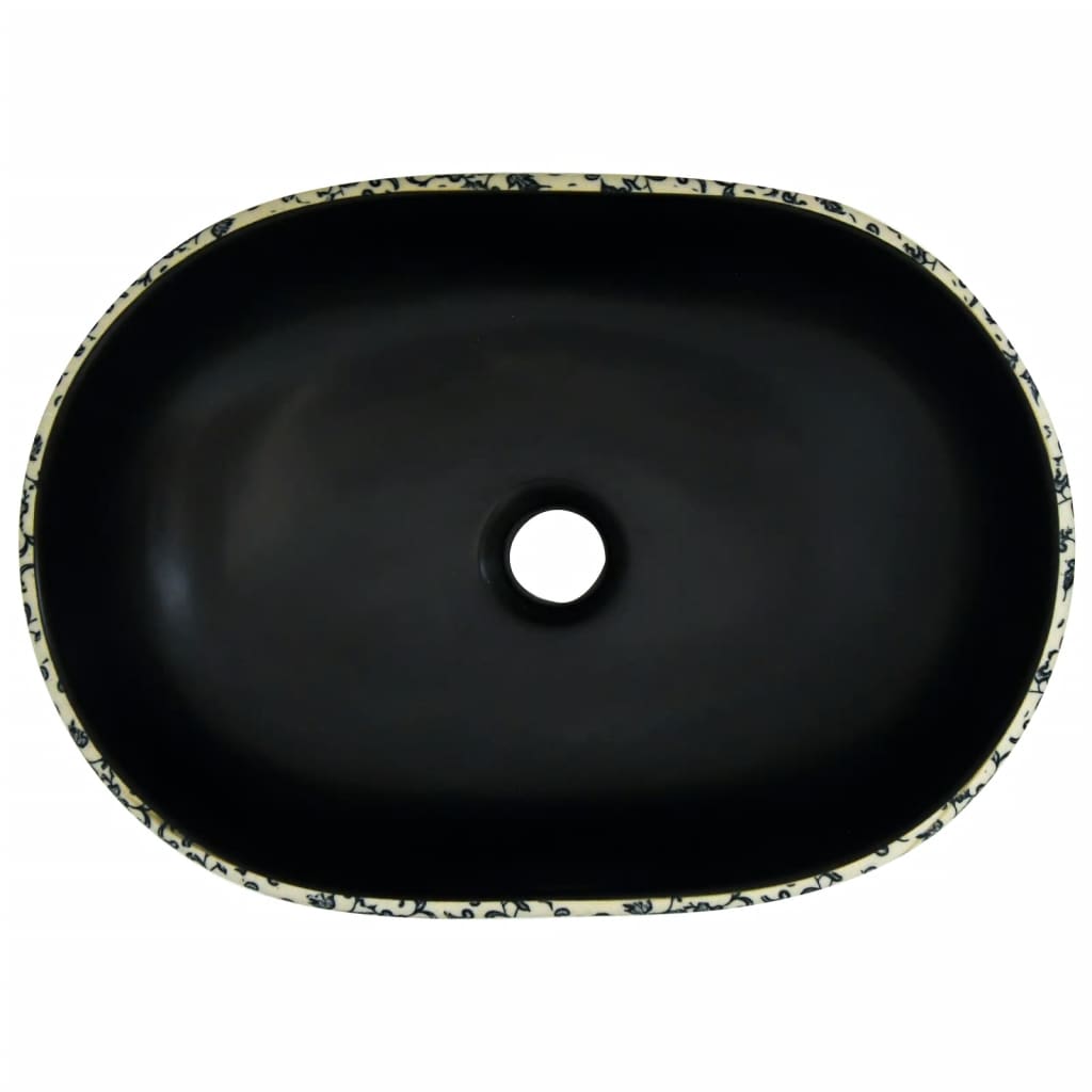 Lavabo da Appoggio Nero e Blu Ovale 47x33x13 cm Ceramica