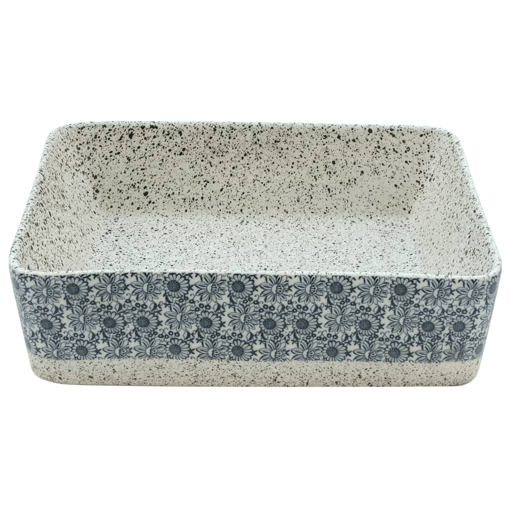 Lavabo Appoggio Grigio e Blu Rettangolare 46x35,5x13cm Ceramica