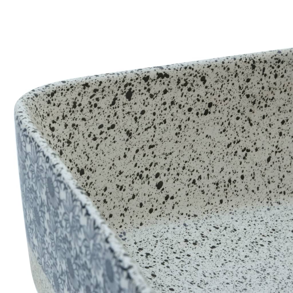 Lavabo Appoggio Grigio e Blu Rettangolare 46x35,5x13cm Ceramica