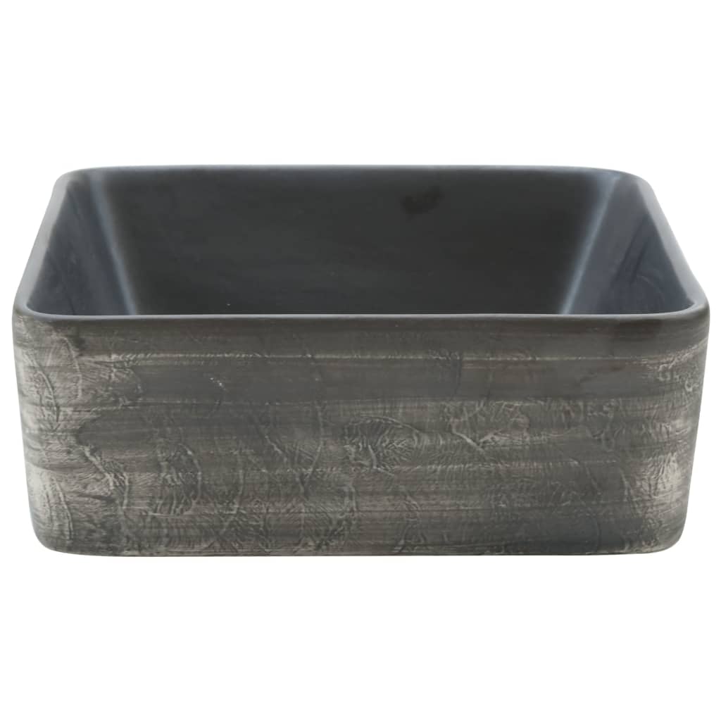 Lavabo Appoggio Nero Marrone Rettangolare 46x35,5x13cm Ceramica