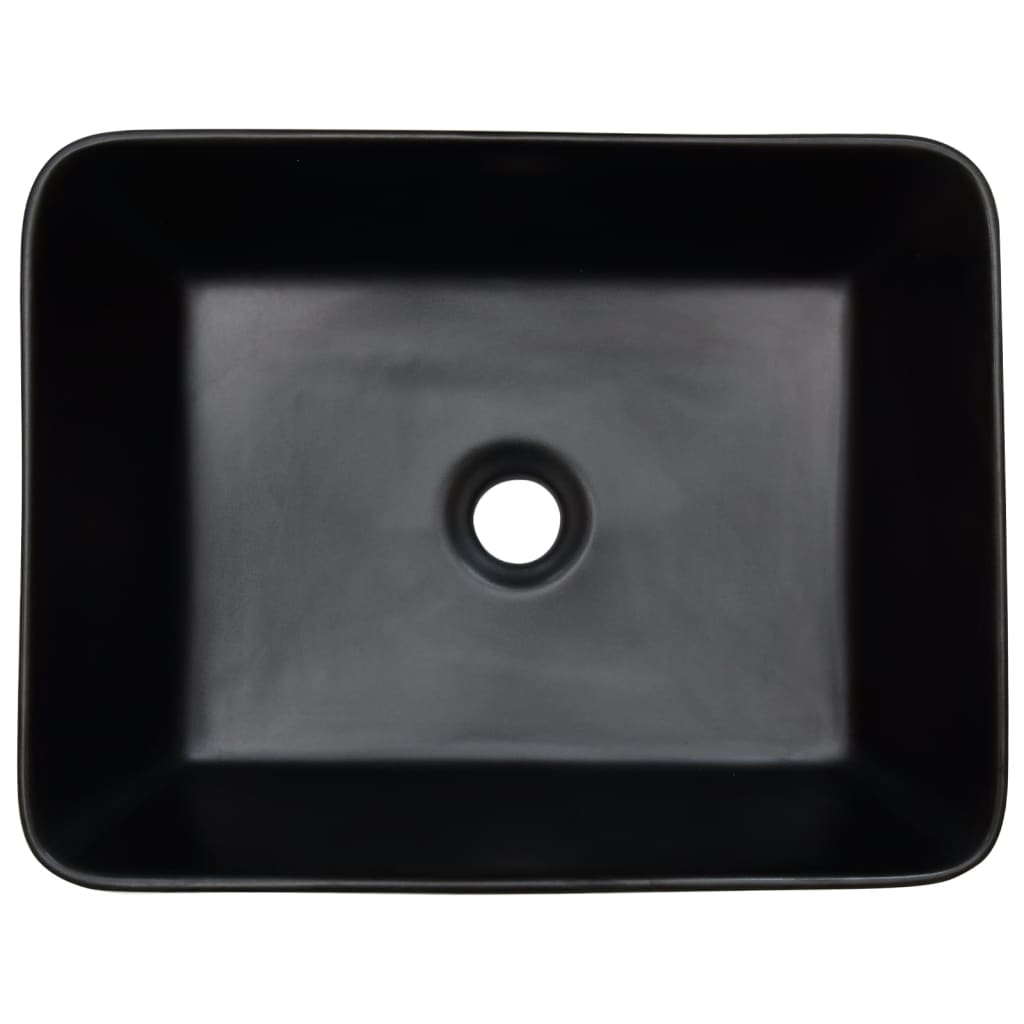 Lavabo Appoggio Nero Marrone Rettangolare 46x35,5x13cm Ceramica