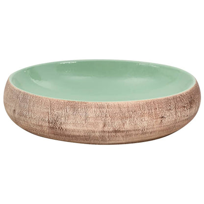 Lavabo da Appoggio Verde e Marrone Ovale 59x40x15 cm Ceramica