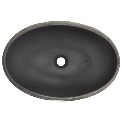 Lavabo da Appoggio Nero e Grigio Ovale 59x40x15 cm Ceramica - homemem39