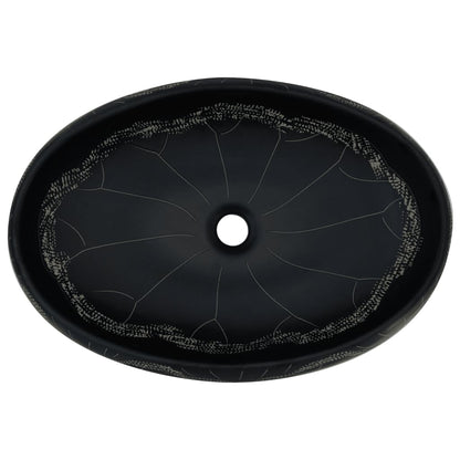 Lavabo da Appoggio Nero Ovale 59x40x15 cm Ceramica