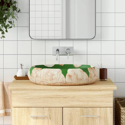 Lavabo da Appoggio Verde e Marrone Ovale 59x40x15 cm Ceramica - homemem39