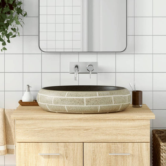 Lavabo da Appoggio Multicolore Ovale 59x40x15 cm Ceramica - homemem39