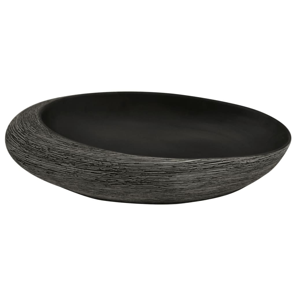 Lavabo da Appoggio Grigio e Nero Ovale 59x40x14 cm Ceramica