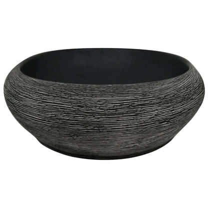 Lavabo da Appoggio Grigio e Nero Ovale 59x40x14 cm Ceramica