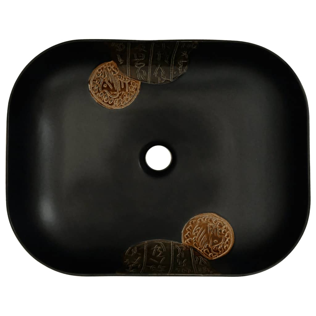 Lavabo da Appoggio Nero Rettangolare 48x37,5x13,5 cm Ceramica