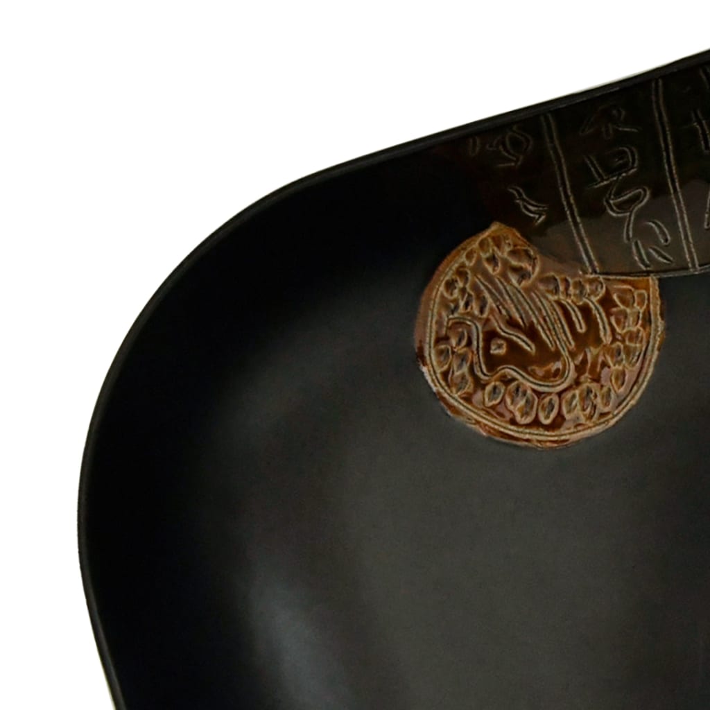 Lavabo da Appoggio Nero Rettangolare 48x37,5x13,5 cm Ceramica