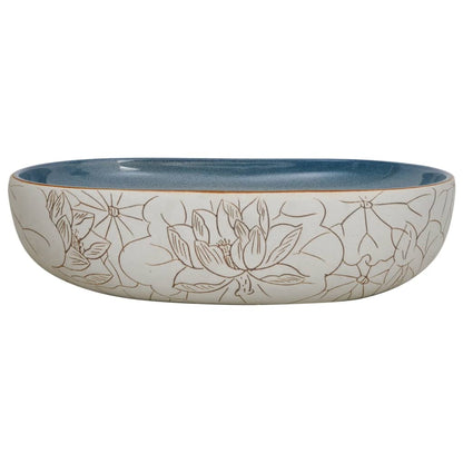 Lavabo da Appoggio Sabbia e Blu Ovale 59x40x14 cm Ceramica | homemem39