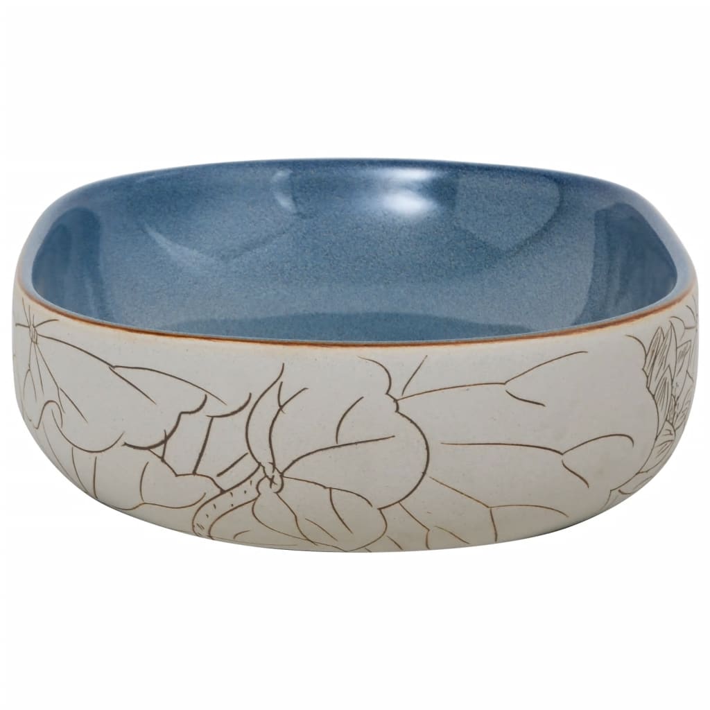 Lavabo da Appoggio Sabbia e Blu Ovale 59x40x14 cm Ceramica | homemem39