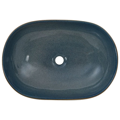 Lavabo da Appoggio Sabbia e Blu Ovale 59x40x14 cm Ceramica | homemem39