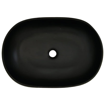 Lavabo da Appoggio Nero Ovale 59x40x14 cm Ceramica