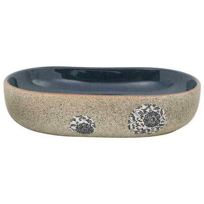 Lavabo da Appoggio Sabbia e Blu Ovale 59x40x14 cm Ceramica | homemem39