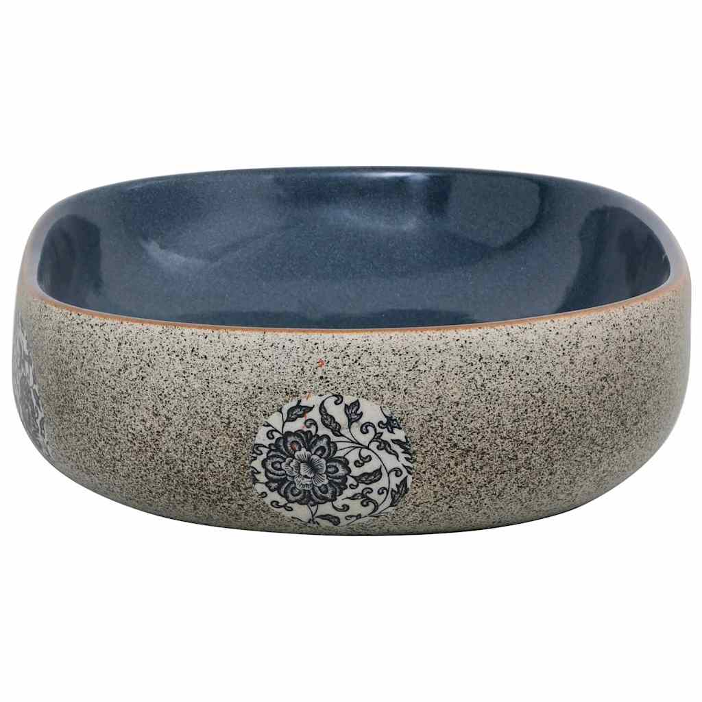 Lavabo da Appoggio Sabbia e Blu Ovale 59x40x14 cm Ceramica | homemem39