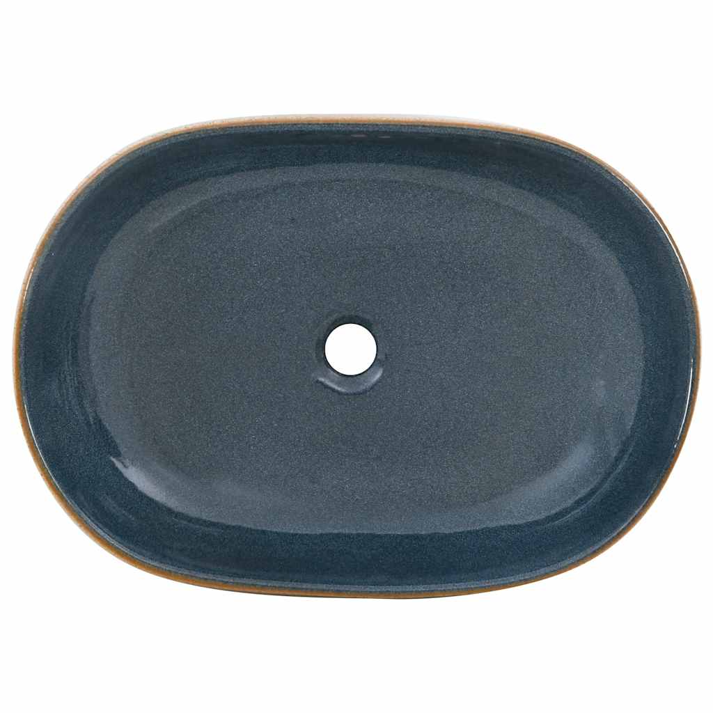 Lavabo da Appoggio Sabbia e Blu Ovale 59x40x14 cm Ceramica | homemem39