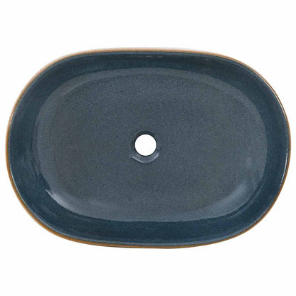 Lavabo da Appoggio Sabbia e Blu Ovale 59x40x14 cm Ceramica | homemem39