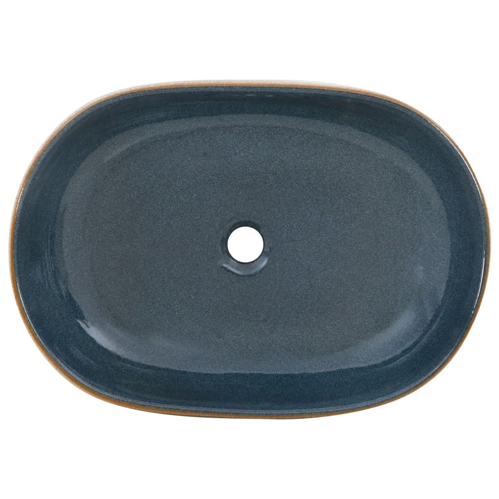 Lavabo da Appoggio Sabbia e Blu Ovale 59x40x14 cm Ceramica - homemem39