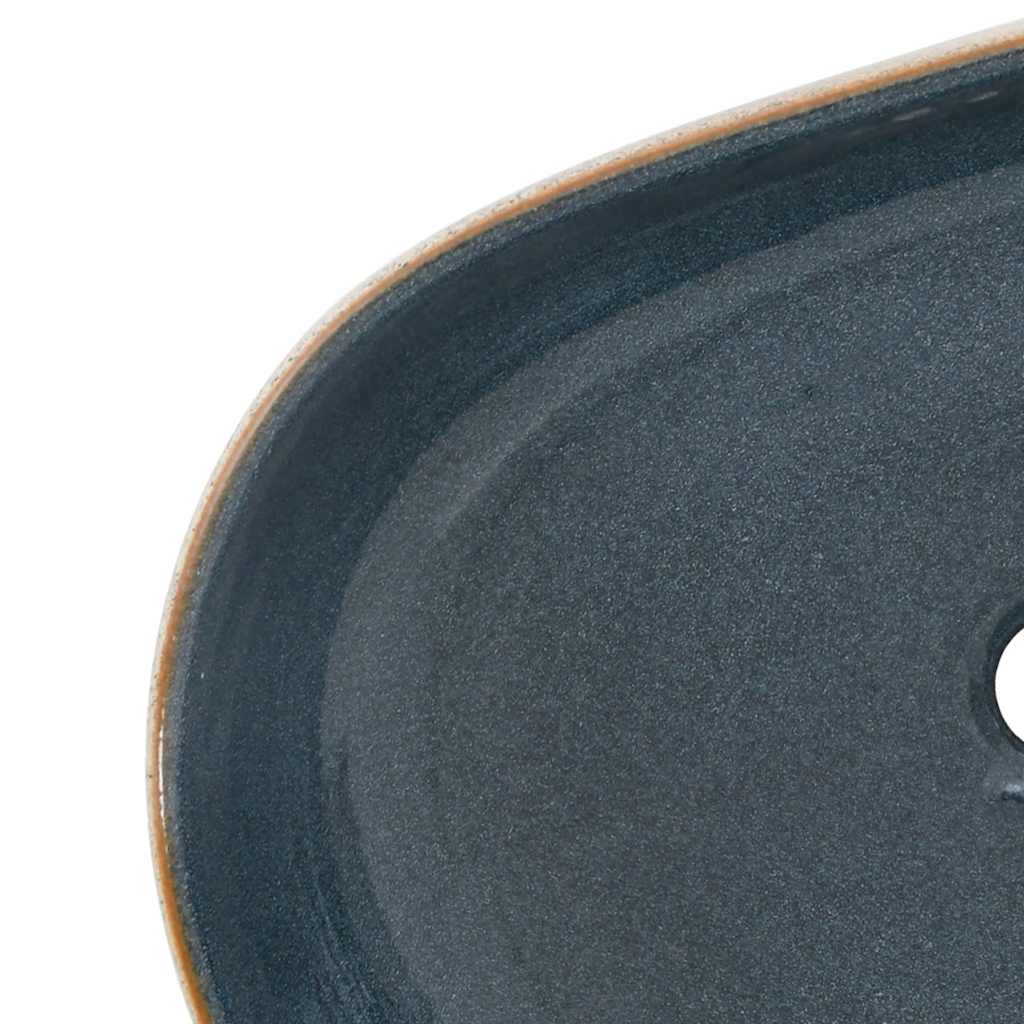 Lavabo da Appoggio Sabbia e Blu Ovale 59x40x14 cm Ceramica | homemem39