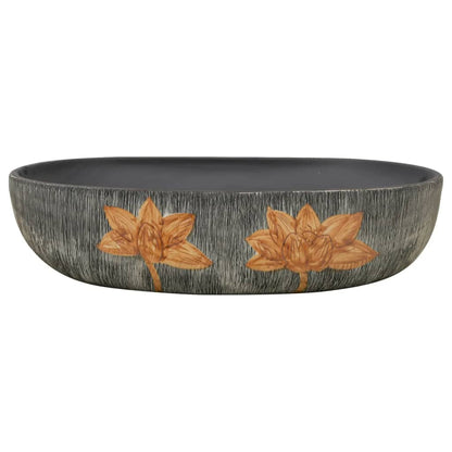 Lavabo da Appoggio Grigio e Nero Ovale 59x40x14 cm Ceramica | homemem39