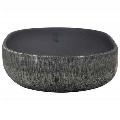 Lavabo da Appoggio Grigio e Nero Ovale 59x40x14 cm Ceramica | homemem39