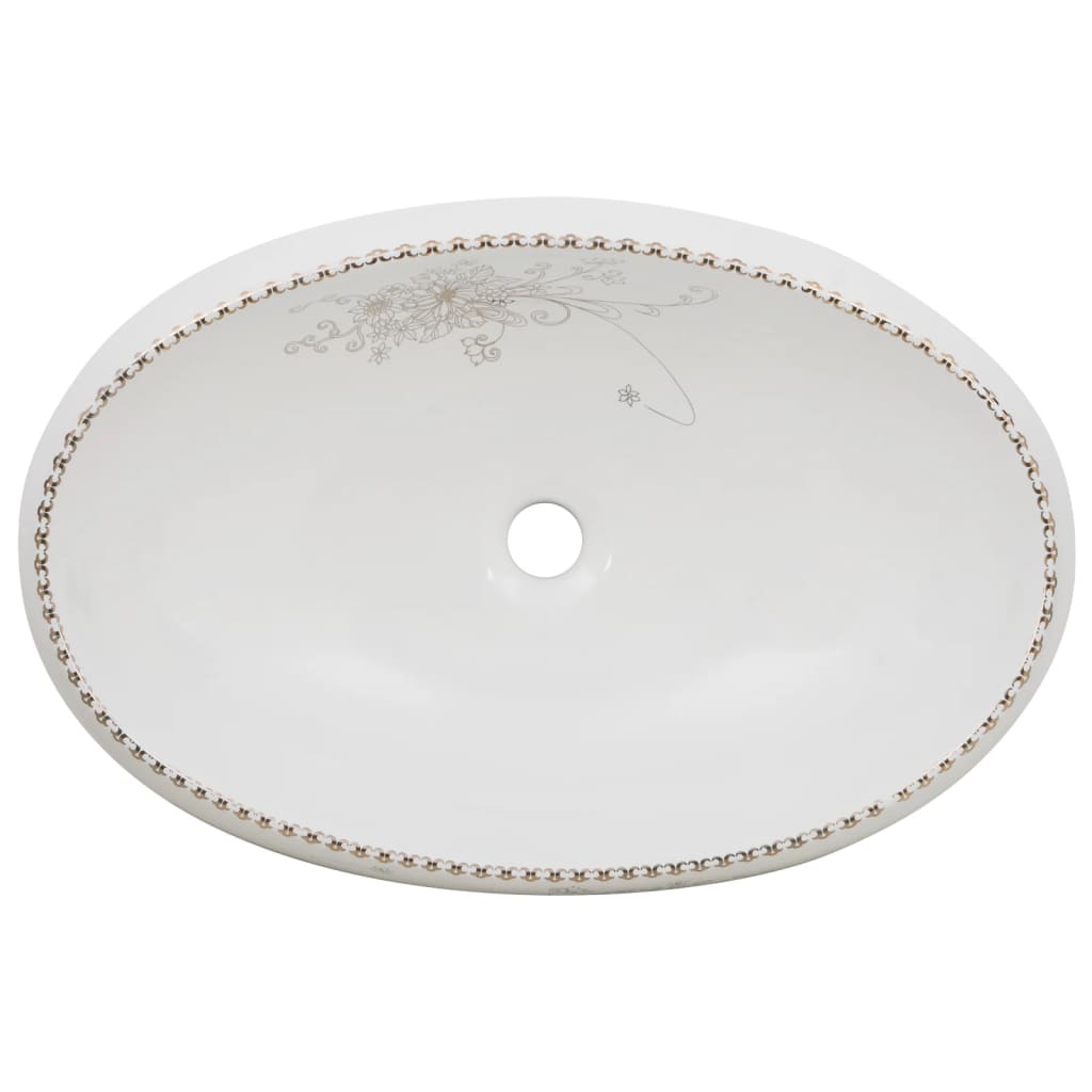 Lavabo da Appoggio Bianco Ovale 59x40x15 cm Ceramica