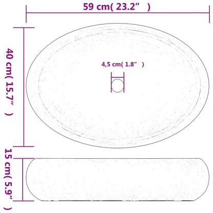 Lavabo da Appoggio Bianco Ovale 59x40x15 cm Ceramica