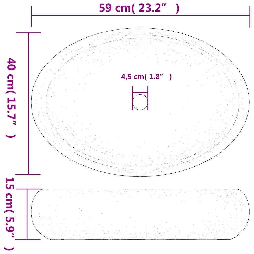 Lavabo da Appoggio Bianco e Oro Ovale 59x40x15 cm Ceramica | homemem39